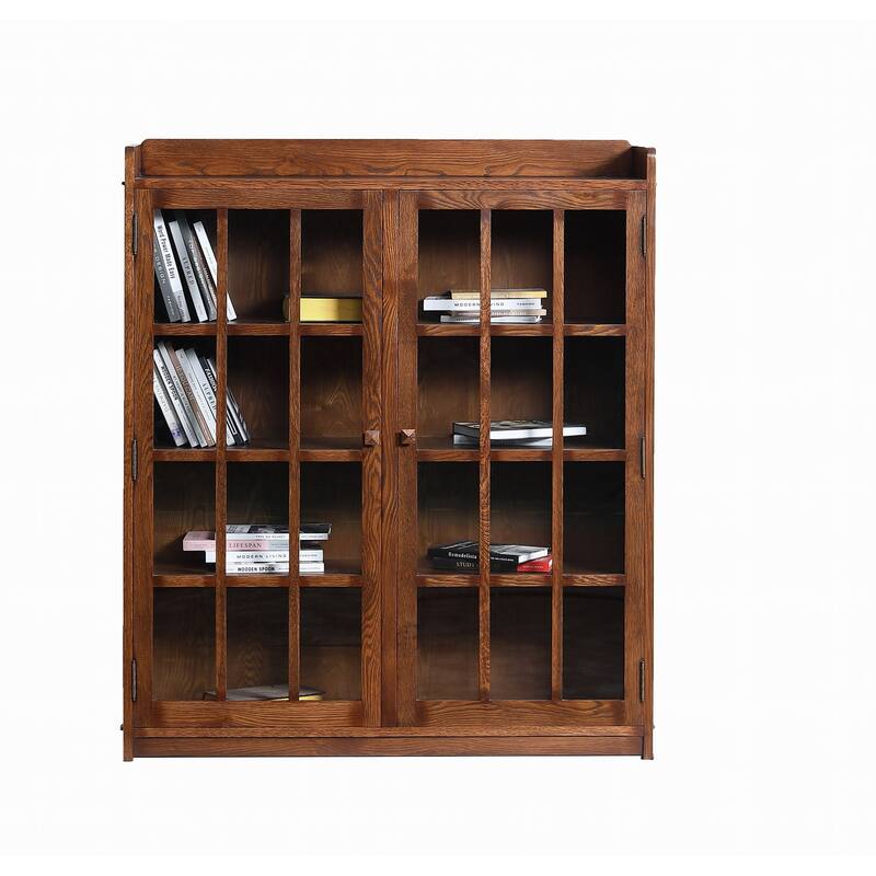 Preorder Mission Oak 2 Door Bookcase With Glass Doors - Walnut