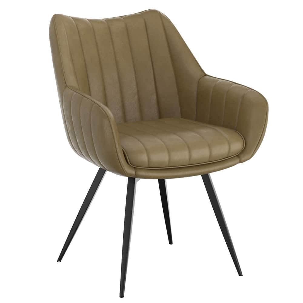 Modern Swivel Faux Leather & Metal Dining Chair, Set of 2