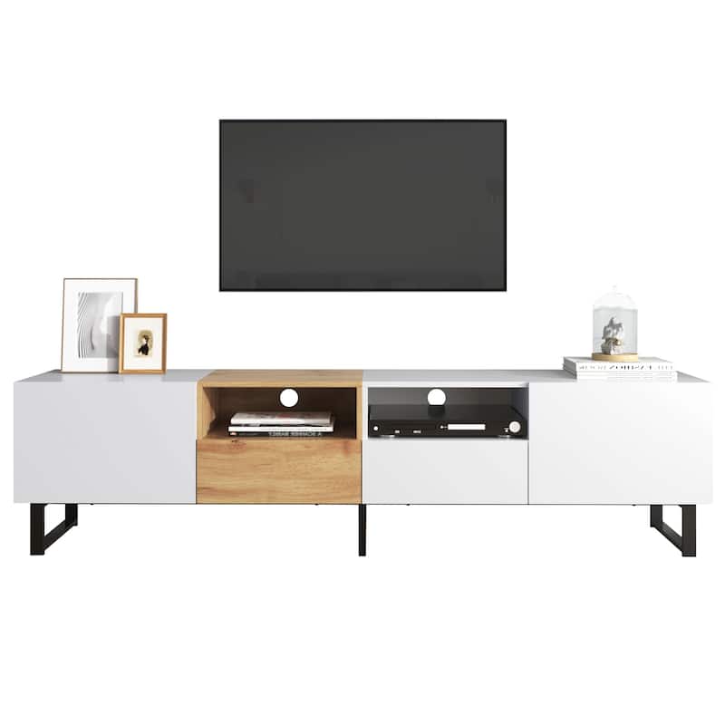 74" TV Stand with Drop-Down Door & Storage for TVs Up to 85"