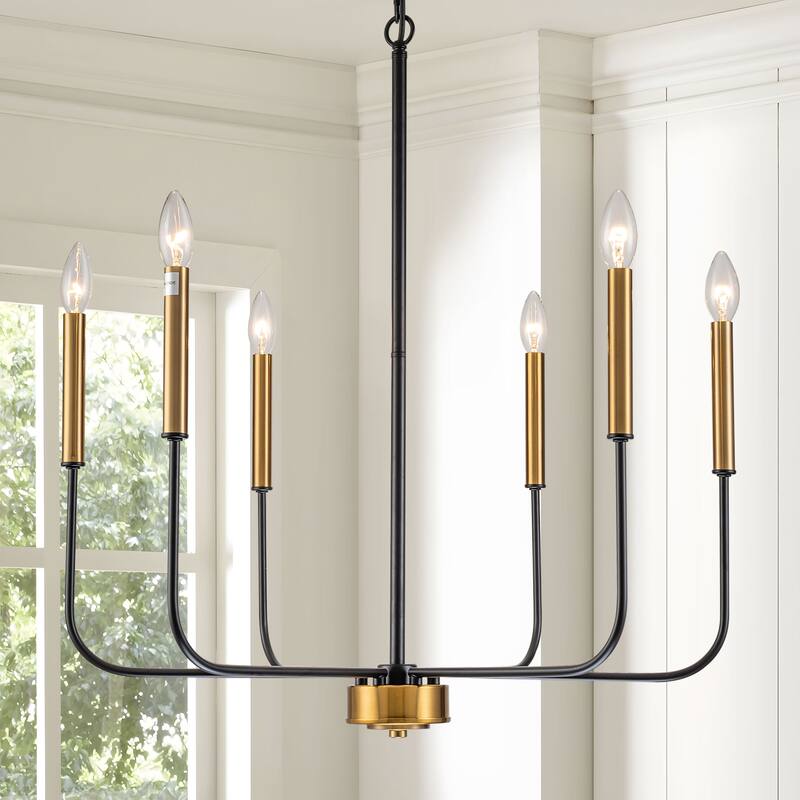 Starsky 6-Light Candle-Style Mid-Century Modern Farmhouse Traditional Classic Candle-Style Chandelier