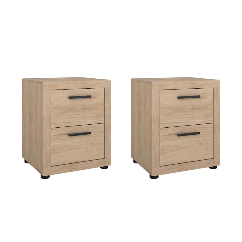 Porch & Den Mira 2 Drawer Nightstand - Set of 2, Jackson Hickory