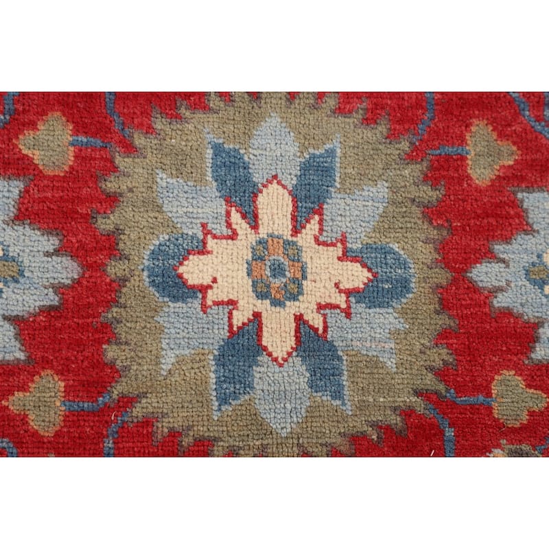 Red Kazak Area Rug Hand-Knotted Bedroom Wool Carpet - 5'1" x 6'7"