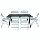 preview thumbnail 44 of 81, Lawrence Modern 7-Piece Dining Set of 6 Acrylic Folding Dining Chairs and Solid Wood Top with Black Metal Legs Jade Green