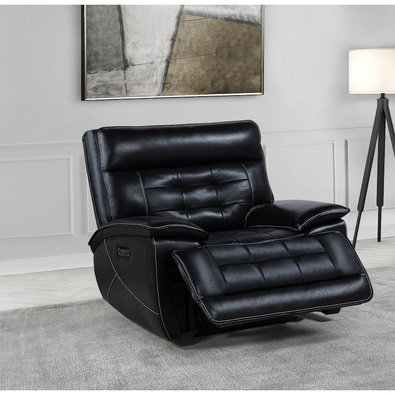 Hewitt Leather Upholstered Dual Power Recliner Chair Black