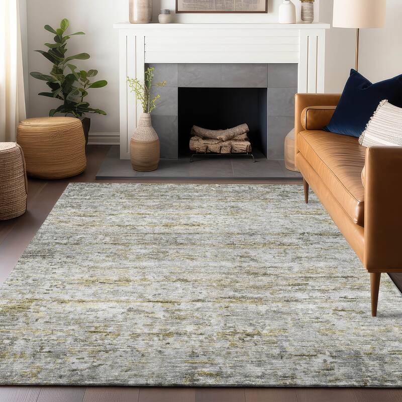 Machine Washable Indoor/ Outdoor Contemporary Solid Chantille Rug - Taupe - 9' x 12'