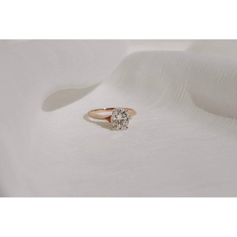 Annello by Kobelli 14K Gold 2ct Oval Forever One Moissanite Cathedral Engagement Ring (DEF/VS, GH/I)
