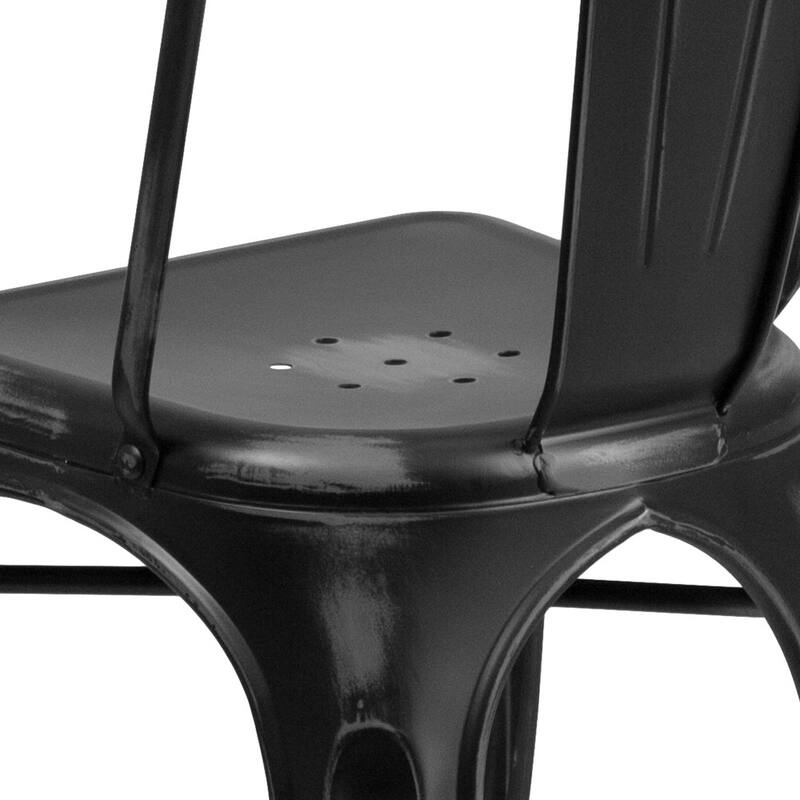 Distressed Metal Indoor-Outdoor Stackable Chair - Kitchen Furniture