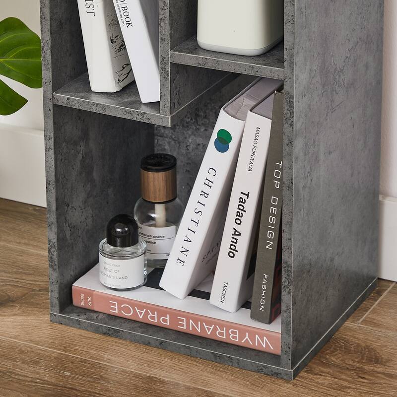 VECELO Wood Organizer Bookcase,Fits Tallest Hardcovers, Customized Storage Display Shelf, Free Standing for Living Room, Bedroom