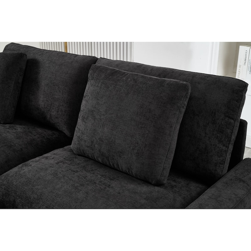103.54" L-Shaped Sectional Sofa with Storage and Movable Ottoman