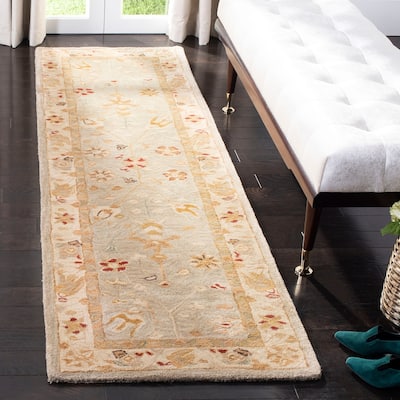 SAFAVIEH Handmade Anatolia Oriental Grey Blue/ Ivory Hand-spun Wool Rug