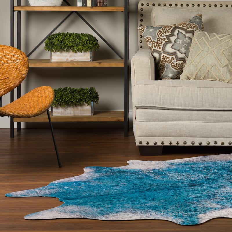 Addison Rugs Cheyenne Colorful Cowhide Print Non-Skid Area Rug