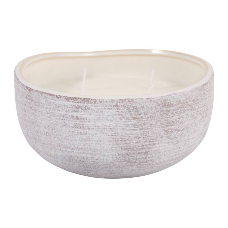Decorative Textured Ceramic Magnolia and Lily Scented Candle