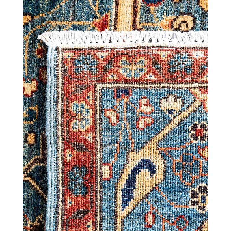 Serapi One-of-a-Kind Hand-Knotted Runner Rug - Light Blue, 2' 8" x 9' 9" - 2' 8" x 9' 9"