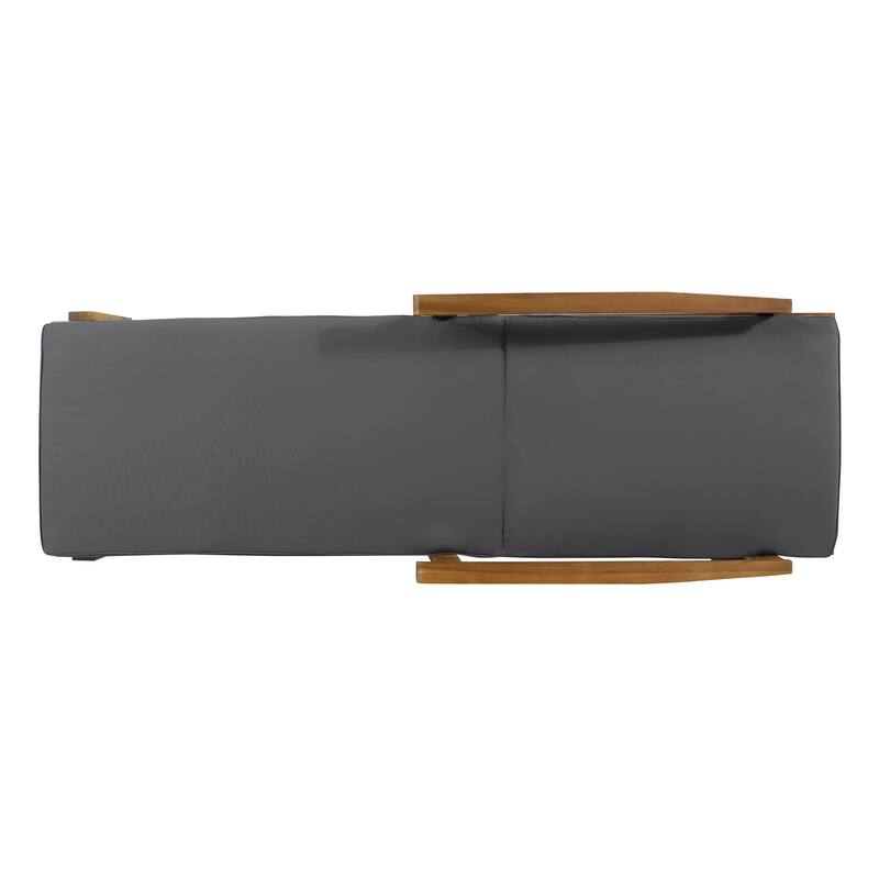 Outdoor Wood Chaise Lounge Single Chair with Wheels, Adjustable Backrest Recliner Sun Lounger for Pool Poolside Backyard
