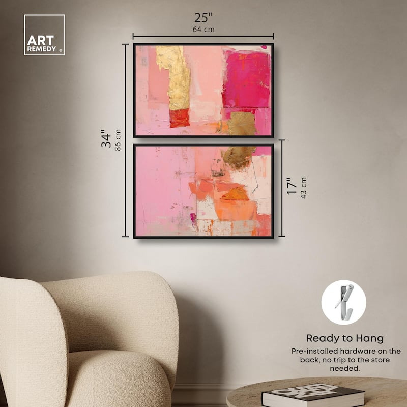 Petal Patchwork I Canvas Set of 2 by Art Remedy