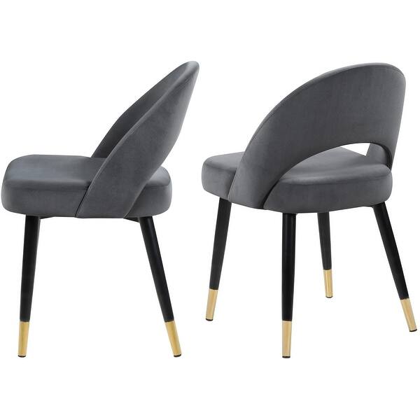 Elegant Modern Design Grey Velvet with Gold Accents Dining Chairs (Set of 2) Bed Bath & Beyond