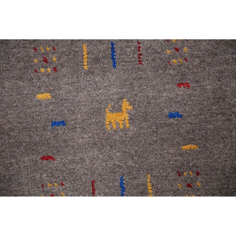 Silver Gray Gabbeh Oriental Area Rug Handmade Wool Carpet - 7'10" x 9'11"