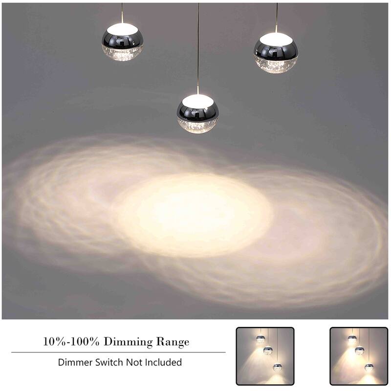 1-Light/3-Lights Globe LED Pendant Light with Bubble Crystal Ball