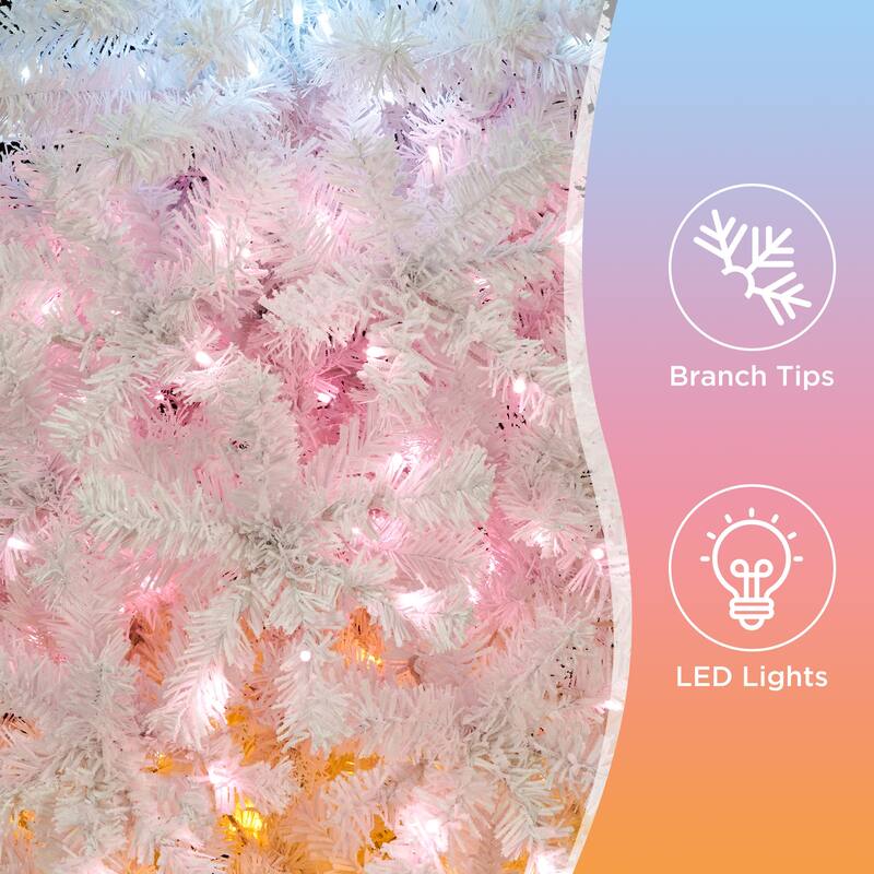6ft Artificial Christmas Tree with 300 LED Lights and 600 Bendable Branches - N/A
