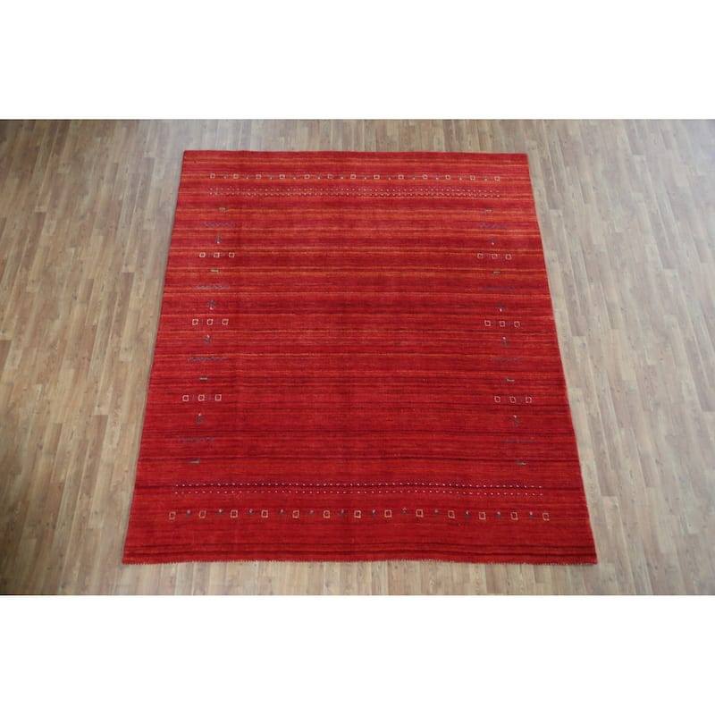 Tribal Gabbeh Indian Area Rug Hand-Knotted Modern Wool Carpet - 8'0" x 9'5"