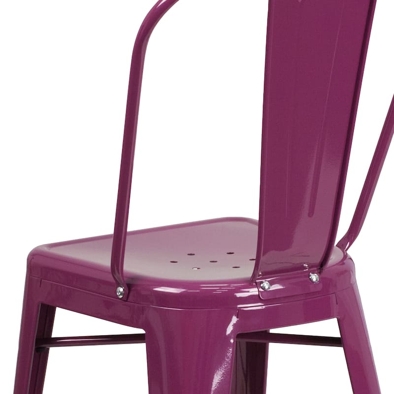 24'' High Metal Indoor-Outdoor Counter Height Stool with Back - 17.75"W x 22"D x 40.25"H