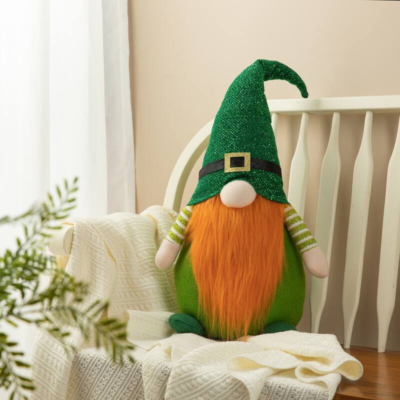 Glitzhome Christmas Hanukkah Fabric Gnome Shelf Sitter Holiday Decor