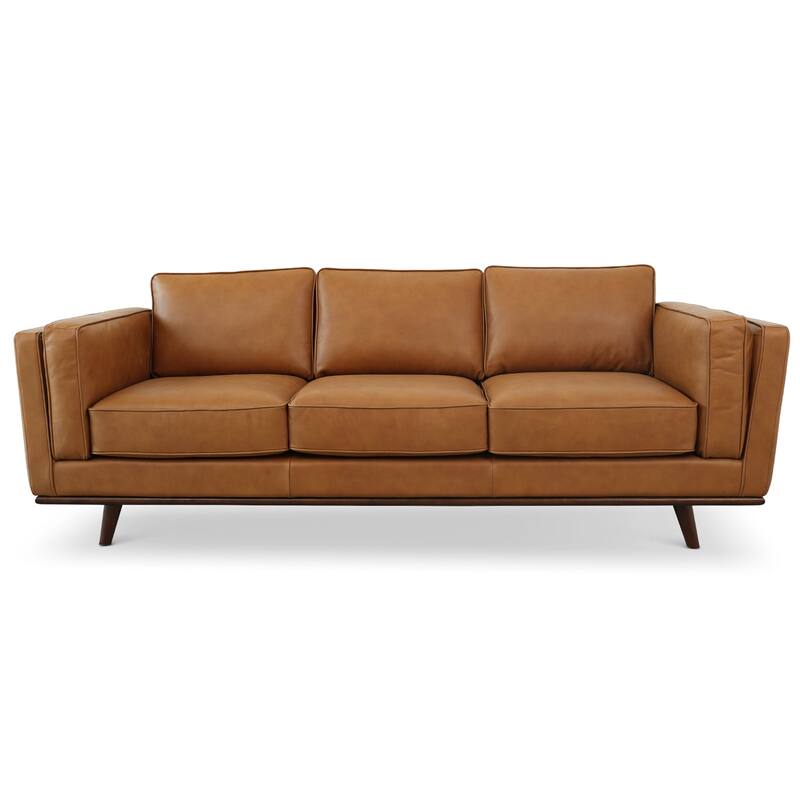 GDFStudio - Chase Genuine Leather 3-Seater 90.9" Left-Facing Sectional Sofa