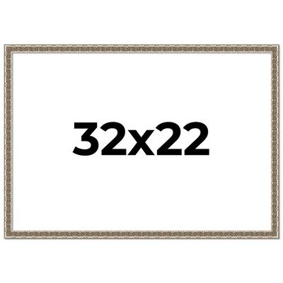 32x22 Frame Silver Versailles Ornate Solid Wood Picture Frame | 1 Inch