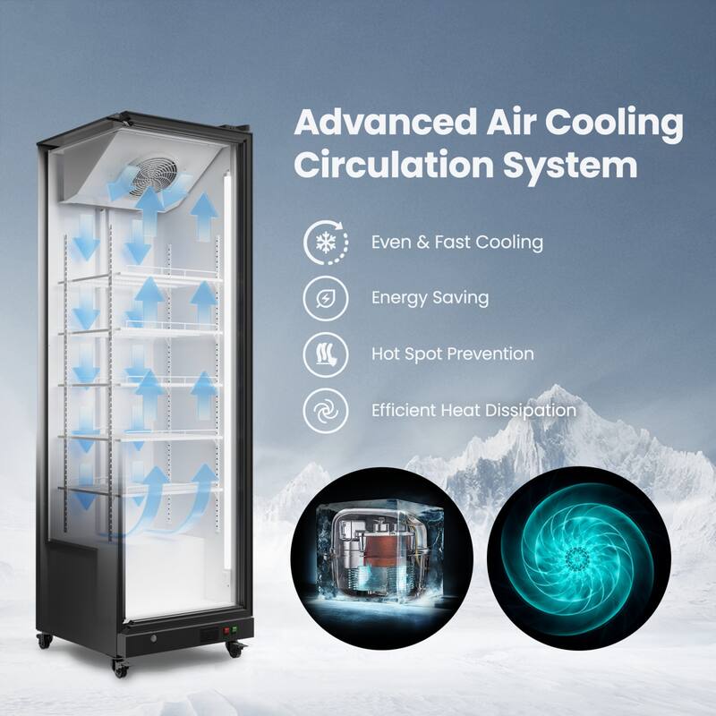 Yeego 12.36 cu.ft Commercial Beverage Display Cooler Refrigerator - 12.36 cu.ft