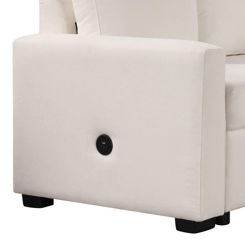 Versatile 7-9 Seat Sofa, Floral Design with USB Ports & Hidden Expandable Seats