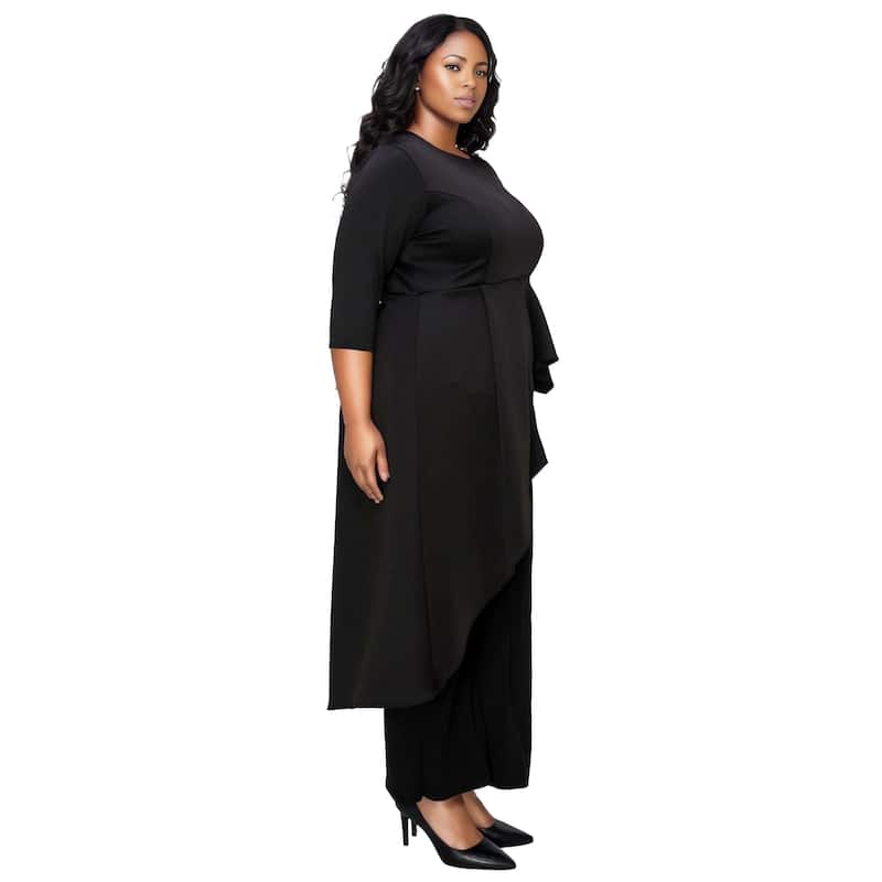 L I V D Plus Size Sanctuary Asymmetrical Peplum Top - 1X - Black