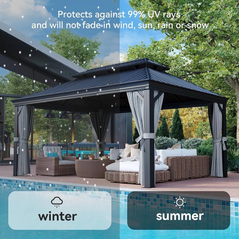 Hardtop Aluminum Gazebo, Outdoor Metal Frame Canopy Gazebo