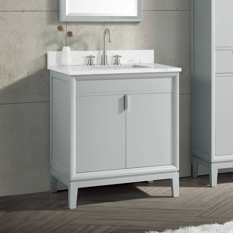 Avanity Cala White Engineered Stone Vanity Top with Rectangular Undermount Sinks