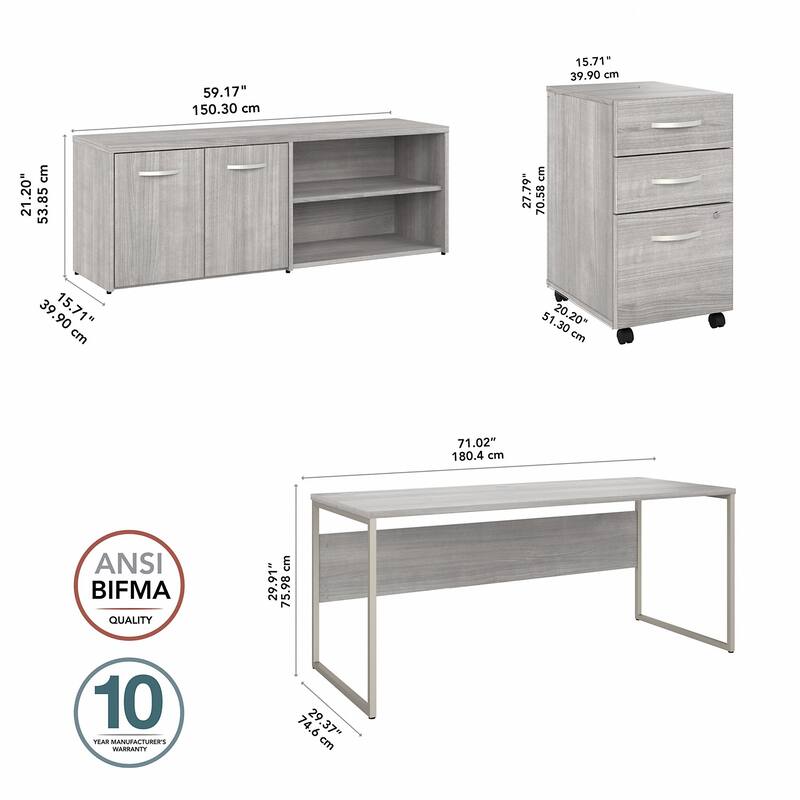 Hybrid 72W Computer Desk with Storage Set by Bush Business Furniture