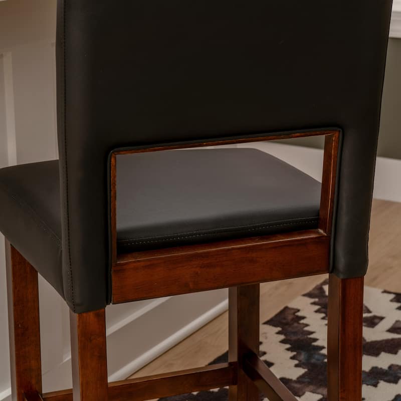 Zeta Dark Brown Faux Leather 24-inch Counter Stool