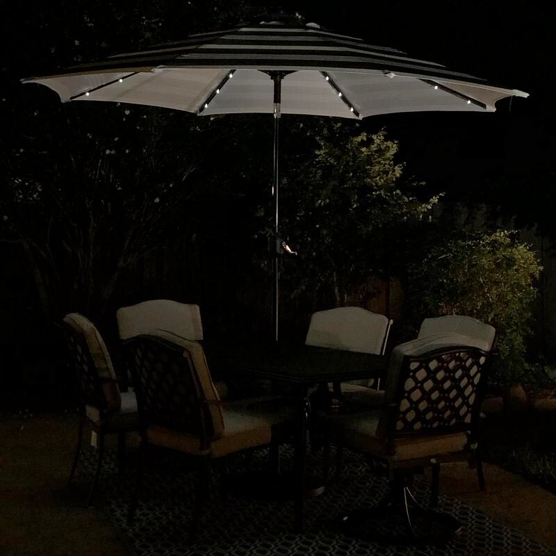 Shop Black Friday Deals On Sun Ray 9 Round Solar Lighted Umbrella Base Not Included Overstock 28736324