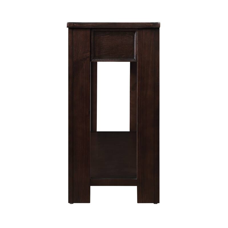 Pine Wood Console Table with 4 Drawers and Bottom Shelf for Entryway Hallway