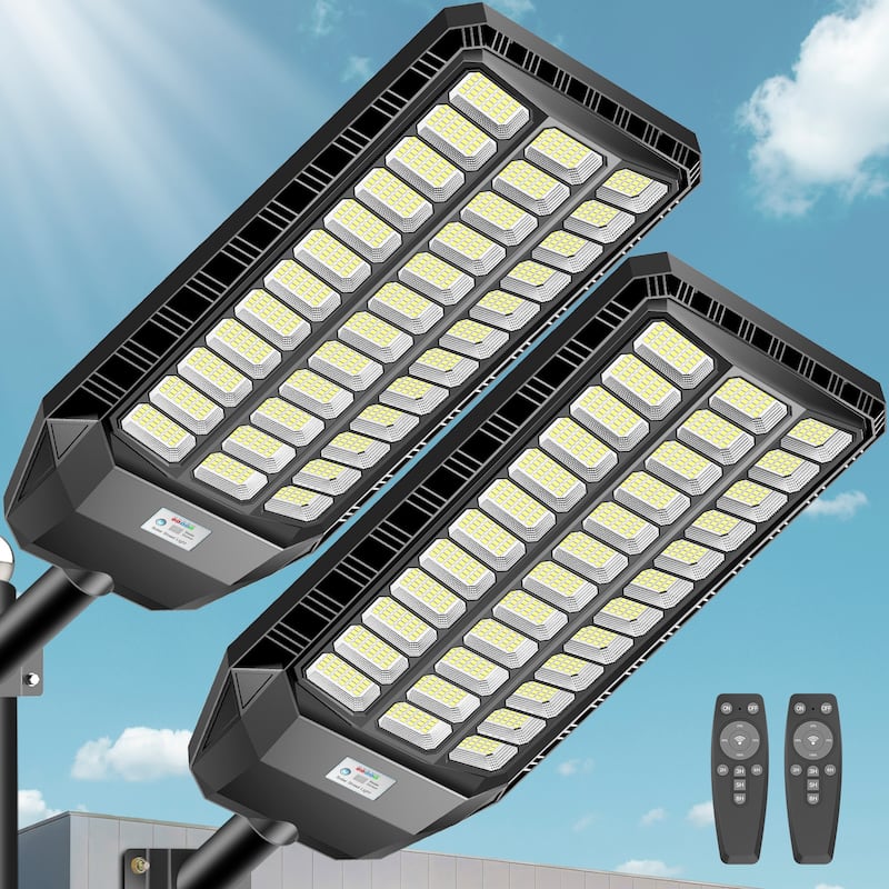 Solar Street Light with Motion Sensor Remote - 9500W - 2-Pack