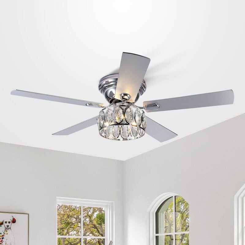 52-inch Indoor Chrome Modern Ceiling Fan with Remote - Chrome