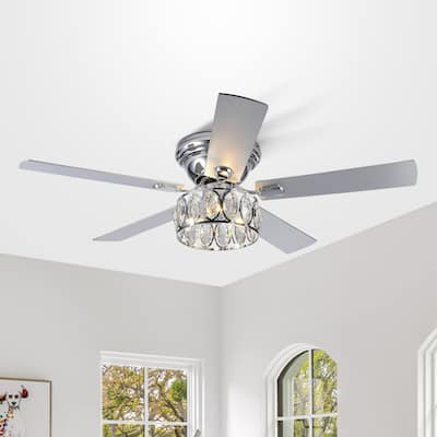 52-inch Indoor Chrome Modern Ceiling Fan with Remote