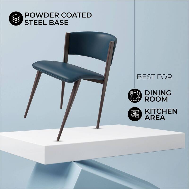 Leather Dining Chairs with Iron Legs and Open-Back Design Aspen Series Set of 2