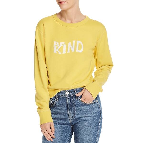 Rag Bone Womens Sweatshirt Embroidered Be Kind Yellow Overstock 32665407 Xs