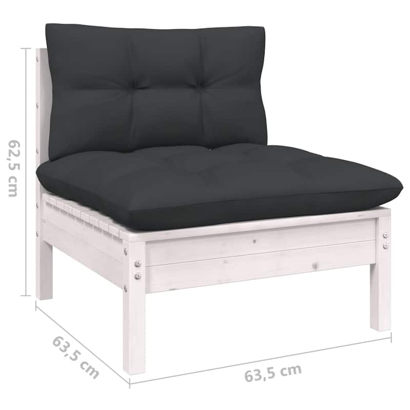 vidaXL Solid Pinewood Patio Lounge Set 10 Piece with Cushions Multi Colors - 25" x 25" x 24.6"