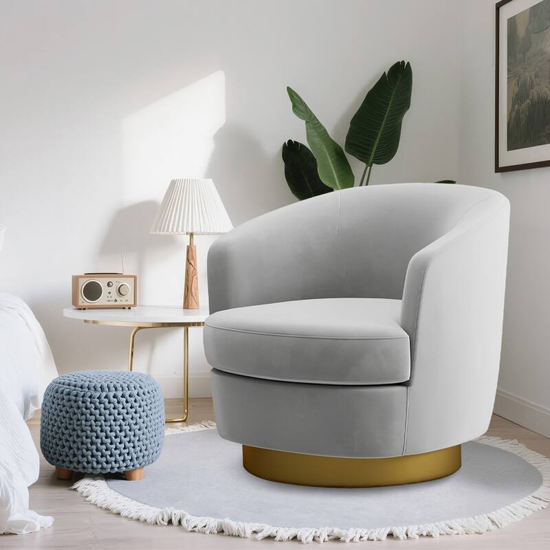 360 Degree Velvet Swivel Club Chair, Soft & Comfotable
