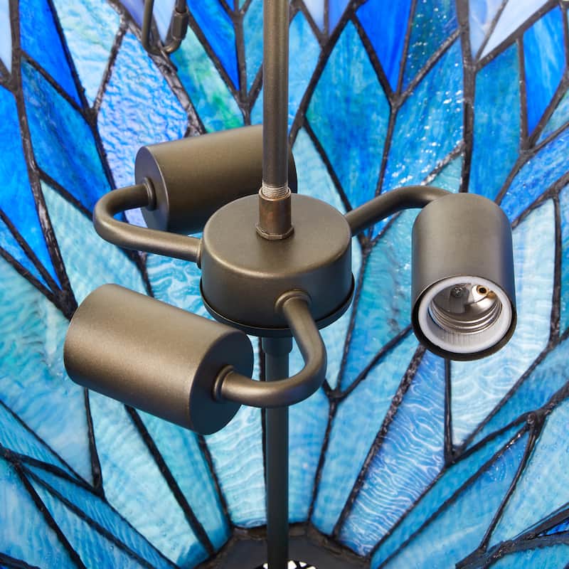 Tiffany-Style River of Goods Aqua/Blue/Purple Stained Glass 20.25-Inch Pendant Light - 20.25" x 20.25" x 28"