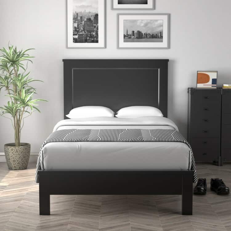 Twin Size Platform Bed Frame with Rubber Wood Leg