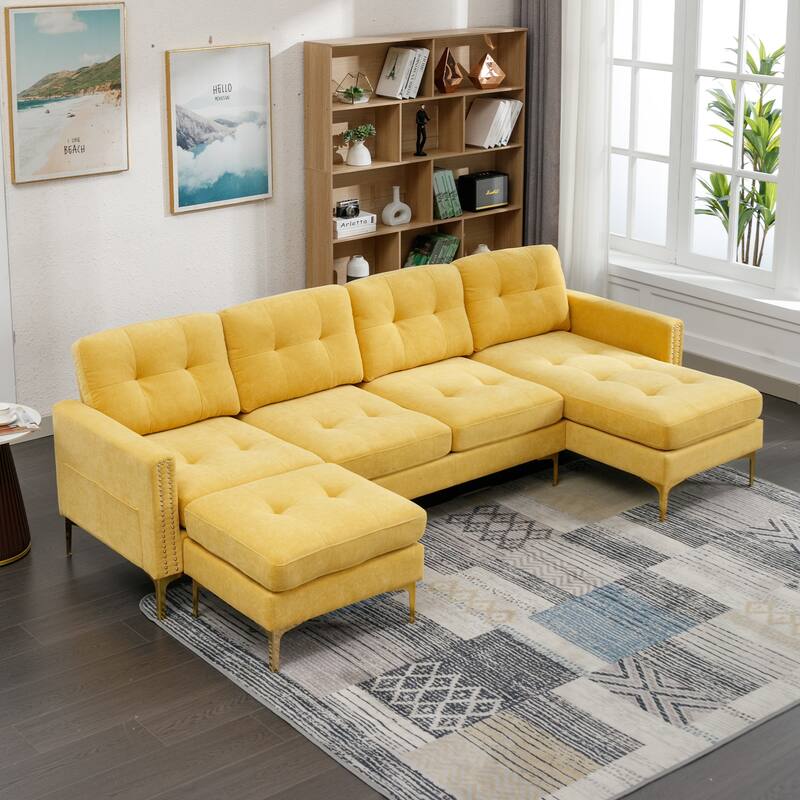 110" L-Shape Convertible Sectional Sofa Couch