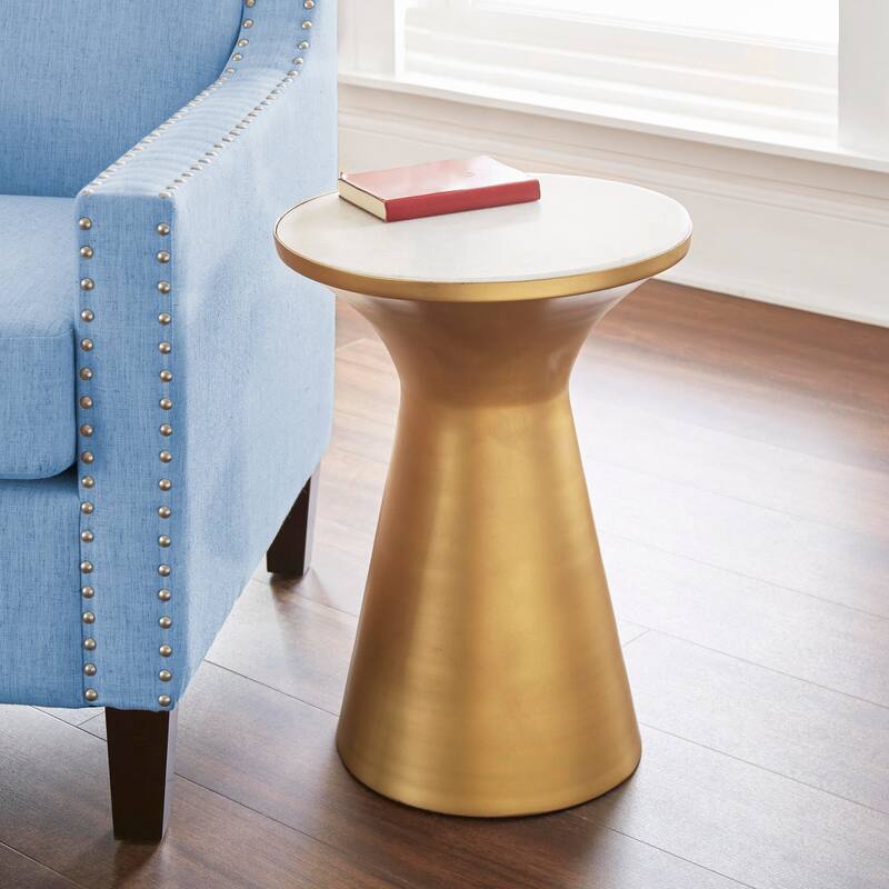 Steve Silver Jamal Steel/ Marble Round Side Table