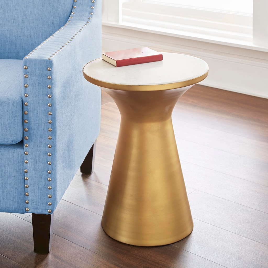 Steve Silver Jamal Steel/ Marble Round Side Table