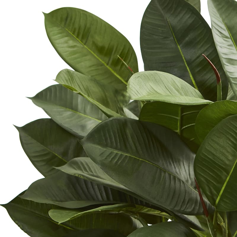 Artificial Ficus Plant Indoor - Realistic Green Foliage Decor - 23" Tall Faux Oak Tree for Home Office Living Room